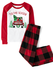 Unisex Kids Matching Family 'Tis The Season Snug Fit Cotton And Microfleece Pajamas