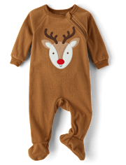 Unisex Baby And Toddler Matching Family Reindeer Microfleece Footed One Piece Pajamas