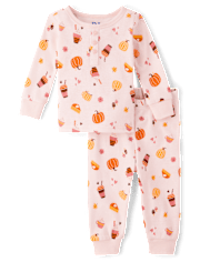 Baby And Niños pequeños Niña Mommy And Me Pumpkin Spice Snug Fit Pijamas Henley De Algodón