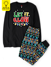 Unisex Adult Matching Family Glow Christmas Lights Cotton Pajamas