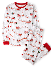 Unisex Adult Matching Family Santa Sleigh Cotton Pajamas