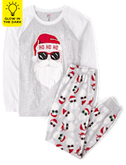 Unisex Adult Matching Family Glow Santa Sunglasses Cotton Pajamas