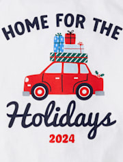 Unisex Adult Matching Family Home For The Holidays Cotton Pajamas