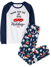 Unisex Adult Matching Family Home For The Holidays Cotton Pajamas