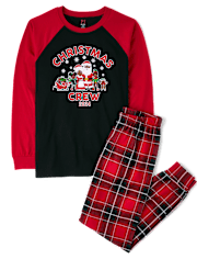 Adult Matching Family Christmas Crew 2024 Cotton Pajamas