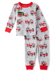 Unisex Baby And Toddler Santa Fire Truck Snug Fit Cotton Pajamas