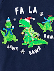 Baby And Toddler Boys Glow Christmas Dino Snug Fit Cotton Pajamas