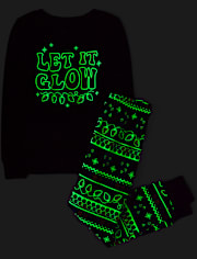 Unisex Kids Matching Family Glow Christmas Lights Snug Fit Cotton Pajamas