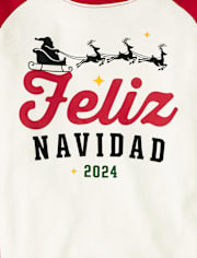 Unisex Kids Matching Family Feliz Navidad 2024 Snug Fit Cotton Pajamas