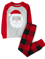Kids Santa Face Snug Fit Cotton Pajamas