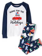 Unisex Kids Matching Family Home For The Holidays Snug Fit Cotton Pajamas