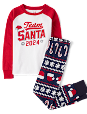 Unisex Kids Matching Family Team Santa 2024 Snug Fit Cotton Pajamas