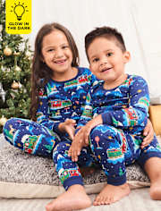 Unisex Baby And Toddler Glow Christmas Train Snug Fit Cotton Pajamas