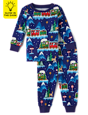 Unisex Baby And Toddler Glow Christmas Train Snug Fit Cotton Pajamas