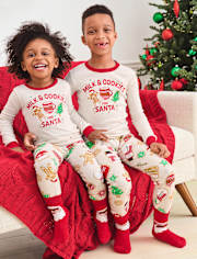 Pijamas de algodón unisex para bebés y niños pequeños Christmas Cookie Snug Fit
