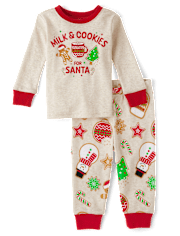 Pijamas de algodón unisex para bebés y niños pequeños Christmas Cookie Snug Fit