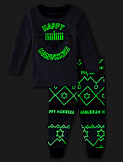 Unisex Baby And Toddler Matching Family Glow Hanukkah Snug Fit Cotton Pajamas