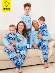 Pijamas de algodón unisex para bebés y niños pequeños a juego Family Glow Hannukah Snug Fit