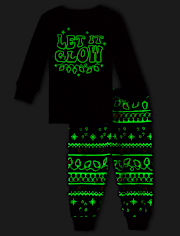 Unisex Baby And Toddler Matching Family Glow Christmas Lights Snug Fit Cotton Pajamas