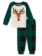 Baby And Toddler Reindeer Face Snug Fit Cotton Pajamas