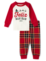 Unisex Baby And Toddler Matching Family Feliz Navidad 2024 Snug Fit Cotton Pajamas