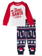 Unisex Baby And Toddler Matching Family Team Santa 2024 Snug Fit Cotton Pajamas