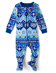 Unisex Baby And Toddler Matching Family Hanukkah Snug Fit Cotton Footed One Piece Pajamas