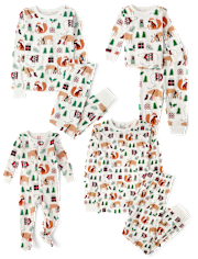 Pyjama en coton ajusté pour bébé et enfant en bas âge, motif animal de la famille