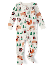 Unisex Baby And Toddler Matching Family Animal Snug Fit Cotton Footed One Piece Pajamas