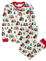 Mens Matching Family Camper Thermal Henley Pajamas