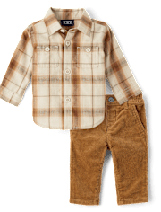 Baby Boys Dad And Me Plaid Flannel 2-Piece Outfit Set