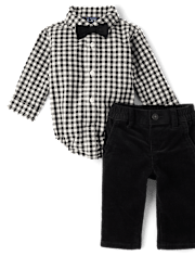 Baby Boys Dad And Me Gingham Poplin 2-Piece Outfit Set