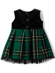 Baby Girls Matching Family Plaid Velour Fit And Flare Dress