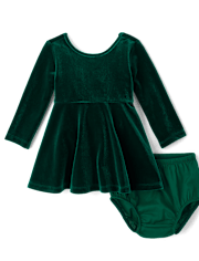 Baby Girls Mommy And Me Velour Fit And Flare Dress