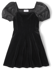 Girls Velour Fit And Flare Dress