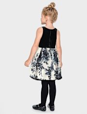 Toddler Girls Floral Velour Fit And Flare Dress