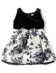 Toddler Girls Floral Velour Fit And Flare Dress