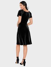 Womens Matching Family Velour Fit And Flare Dress