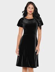 Womens Matching Family Velour Fit And Flare Dress