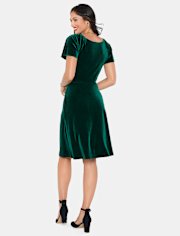 Womens Matching Family Velour Fit And Flare Dress