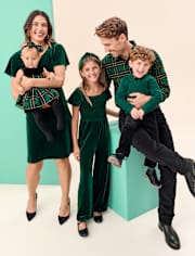 Womens Matching Family Velour Fit And Flare Dress