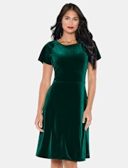 Womens Matching Family Velour Fit And Flare Dress