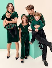 Girls Smocked Wide Leg Velour Jumpsuit