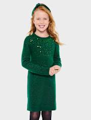 Girls Sequin Sweater Dress