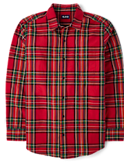 Mens Matching Family Plaid Poplin Button Up Shirt