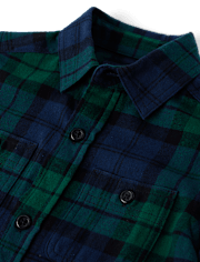 Boys Plaid Flannel Button Up Shirt