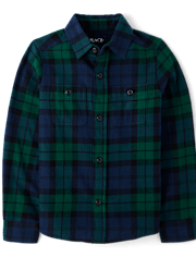 Boys Plaid Flannel Button Up Shirt