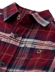 Boys Plaid Flannel Button Up Shirt