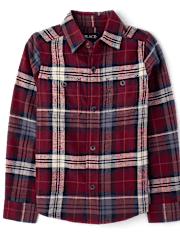 Boys Plaid Flannel Button Up Shirt
