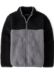 Veste Sherpa Zip Up à contraste de couleurs pour garçons